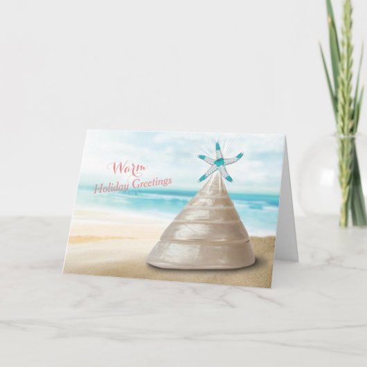 Cartes Pour Fêtes Annuelles Seashell Christmas Tree chaleureux Message de bien (Devant)