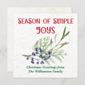 Cartes Pour Fêtes Annuelles Season of Simple Joys Blue Juniper Christmas (Devant / Derrière)
