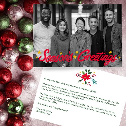 Cartes Pour Fêtes Annuelles SEASONS GREETINGS Business CUSTOM PHOTO