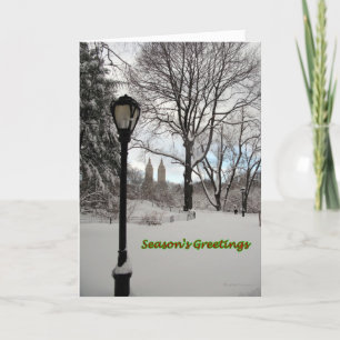 Cartes Pour Fêtes Annuelles Seasons Greetings Snowy Lamp à Park