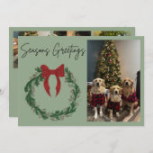 Cartes Pour Fêtes Annuelles Seasons Greetings Wreath Photo Card (Devant / Derrière)