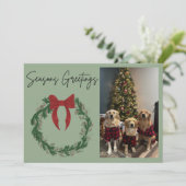 Cartes Pour Fêtes Annuelles Seasons Greetings Wreath Photo Card (Debout devant)