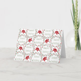Cartes Pour Fêtes Annuelles Season's Greetings wreath red green white