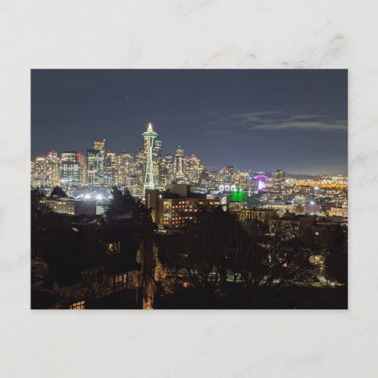 Cartes Pour Fêtes Annuelles Seattle at Night (Devant)