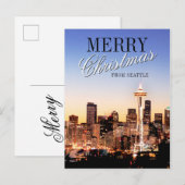 Cartes Pour Fêtes Annuelles Seattle Skyline à Noël (Devant / Derrière)