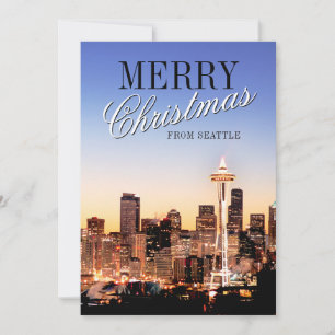Cartes Pour Fêtes Annuelles Seattle Skyline à Noël