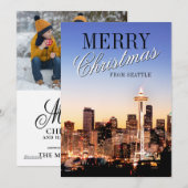 Cartes Pour Fêtes Annuelles Seattle Skyline à Noël (Devant / Derrière)