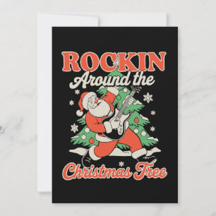 Cartes Pour Fêtes Annuelles Secouer autour de l'arbre de Noël Santa Rock Musiq