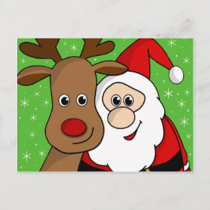 Cartes Pour Fêtes Annuelles Sefie de Père Noël et de Rudolph