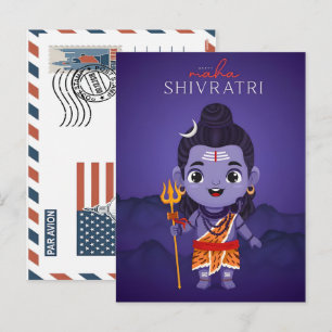 Cartes Pour Fêtes Annuelles Seigneur Shiva de dessin animé mignon pour la célé