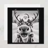 Cartes Pour Fêtes Annuelles Selfie de rennes amusant Noël Père Noël (Devant / Derrière)