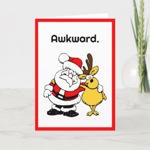 Cartes Pour Fêtes Annuelles Selfie gênante avec le Père Noël, dessin animé drô