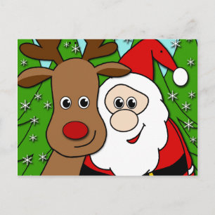 Cartes Pour Fêtes Annuelles Selfie père Noël et Rudolph