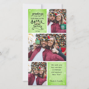 Cartes Pour Fêtes Annuelles sELFie Photo Lutin de Voeux 3 Photos Vert