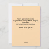 Cartes Pour Fêtes Annuelles Semaine d'appréciation de l'enseignant (Dos)