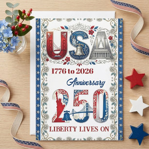Cartes Pour Fêtes Annuelles Semiquincentenaire de l'Amérique 1776-2026 États-U