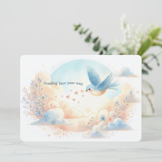 Cartes Pour Fêtes Annuelles Sending Love Your Way – Personalized Flat Card (Debout devant)