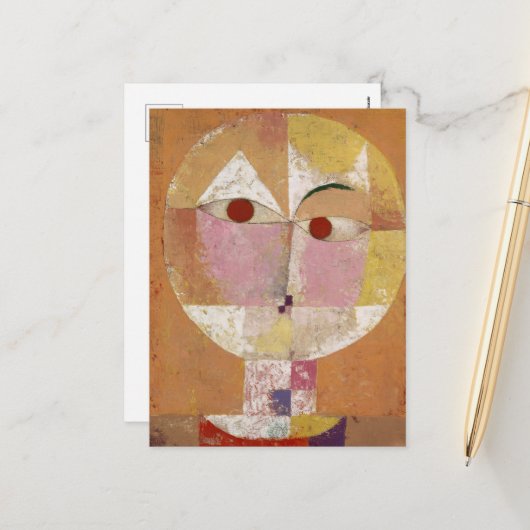 Cartes Pour Fêtes Annuelles Senecio, Bientôt vieilli par Paul Klee (Devant/Arrière en situation)