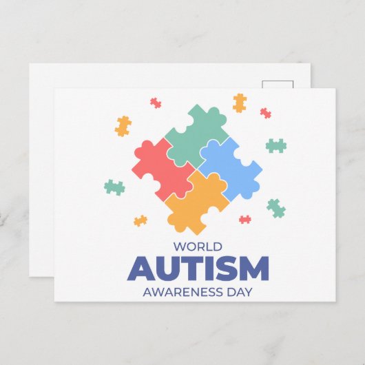 Cartes Pour Fêtes Annuelles Sensibilisation sur l'autisme mondiale (Devant / Derrière)