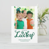 Cartes Pour Fêtes Annuelles Sentiment si chanceux, Saint-Patrick moderne Photo (Debout devant)