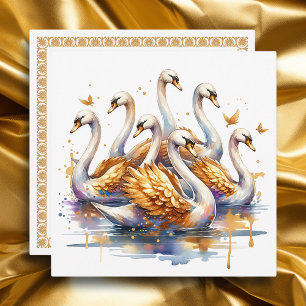 Cartes Pour Fêtes Annuelles Sept cygnes nage Douze jours de Noël