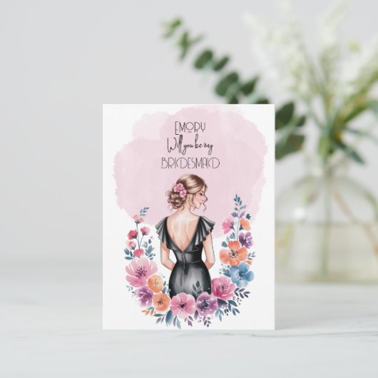 Cartes Pour Fêtes Annuelles Serez-Vous Ma Femme D'Accueil Florale ? (Debout devant)