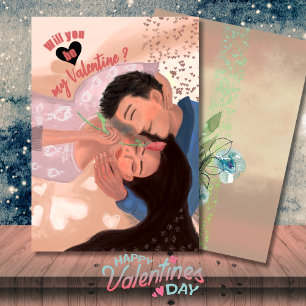 Cartes Pour Fêtes Annuelles Serez-vous mon couple de la Saint-Valentin s'embra