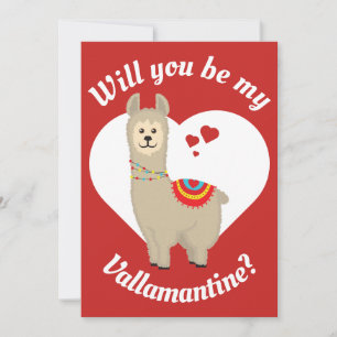Cartes Pour Fêtes Annuelles "Serez-vous mon Vallamantin ?" Llama Valentine