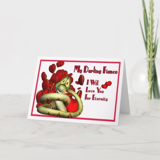 Cartes Pour Fêtes Annuelles Serpent adorable mignon tenant votre coeur en sécu (Devant)