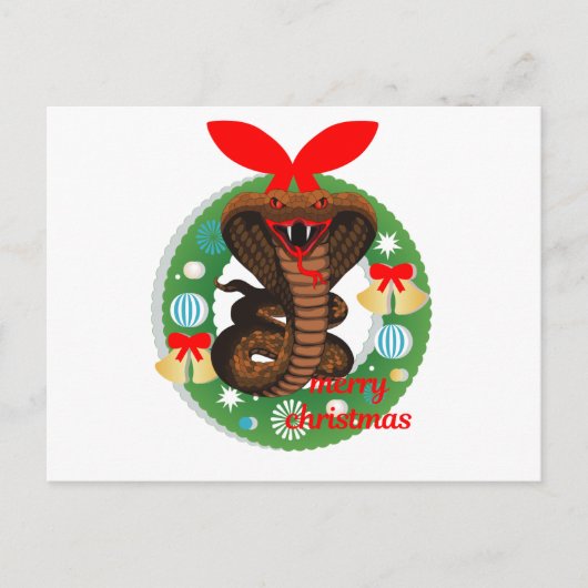 Cartes Pour Fêtes Annuelles serpent de cobra de Joyeux Noël (Devant)