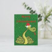 Cartes Pour Fêtes Annuelles serpent de noël à santa hat (Debout devant)