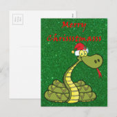 Cartes Pour Fêtes Annuelles serpent de noël à santa hat (Devant / Derrière)