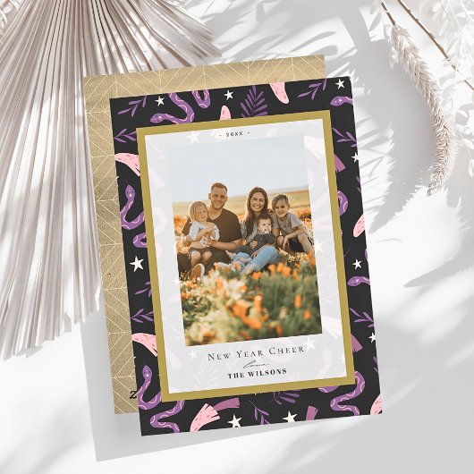 Cartes Pour Fêtes Annuelles Serpent et champignons noir 2 photo Nouvel an chin