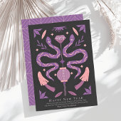 Cartes Pour Fêtes Annuelles Serpent et champignons Photo noire Nouvel An chino