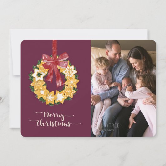 Cartes Pour Fêtes Annuelles Serre de biscuits de Noël avec Arrière - plan de p (Devant)