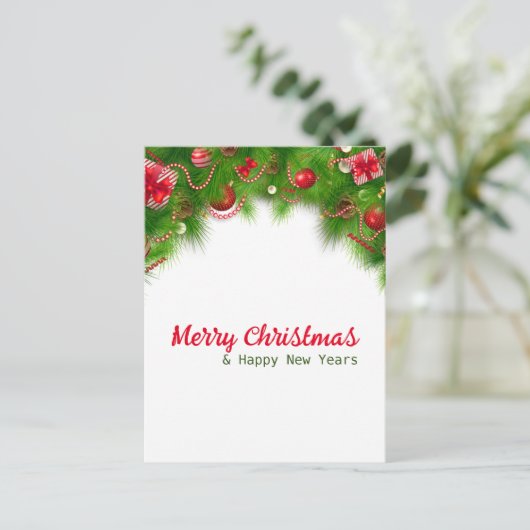 Cartes Pour Fêtes Annuelles Serre de Noël et ampoules rouges, et présente (Debout devant)