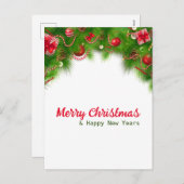 Cartes Pour Fêtes Annuelles Serre de Noël et ampoules rouges, et présente (Devant / Derrière)