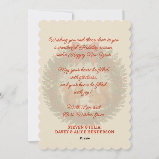 Cartes Pour Fêtes Annuelles Serre Rétro Personnalisée Avec De Mignons Écureuil (Dos)