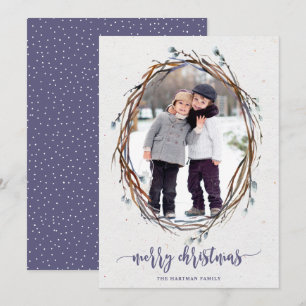 Cartes Pour Fêtes Annuelles Serre rustique Joyeux Noël Photo violet