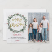 Cartes Pour Fêtes Annuelles Serre rustique or Joyeux Noël Noël 2 Photo (Devant)