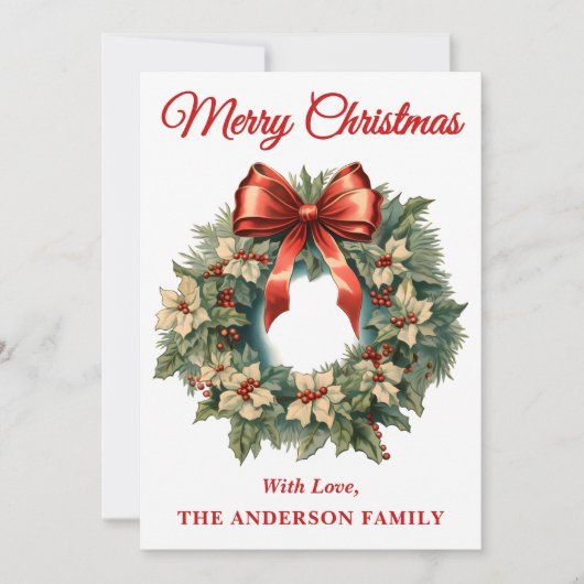 Cartes Pour Fêtes Annuelles Serrure de Noël Holly Berry avec Bow rouge (Devant)