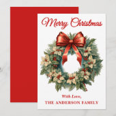 Cartes Pour Fêtes Annuelles Serrure de Noël Holly Berry avec Bow rouge (Devant / Derrière)