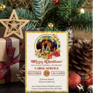 Cartes Pour Fêtes Annuelles Service de chant de Noël de l'église chrétienne re