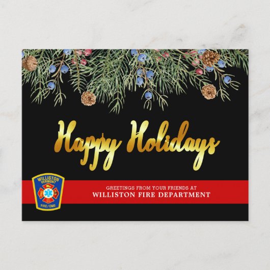 Cartes Pour Fêtes Annuelles Service d'incendie Emblem Thin Red Line Christmas (Devant)