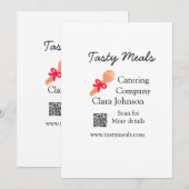 Cartes Pour Fêtes Annuelles Services de restauration ajouter nom QR code site  (Devant / Derrière)