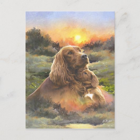 Cartes Pour Fêtes Annuelles setter irlandais avec chiot (Devant)