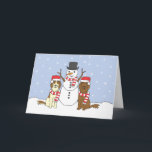 Cartes Pour Fêtes Annuelles Setters irlandais et Snowman<br><div class="desc">Send your holiday thank yous to your favorite Irish Setter fan with this dog breed design greeting card. Add text to personalize your message inside.</div>