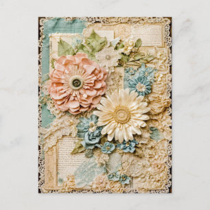 Cartes Pour Fêtes Annuelles Shabby chic Vintage Flower Collage