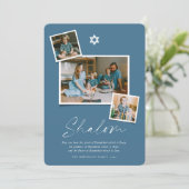 Cartes Pour Fêtes Annuelles Shalom White Star Of David 3 Photo Simple Hanoukka (Debout devant)