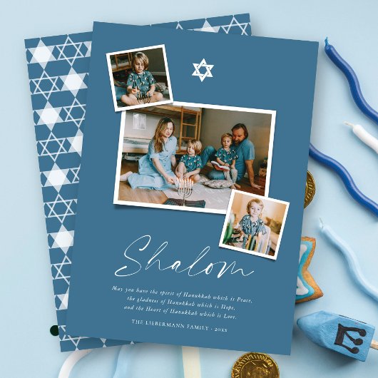 Cartes Pour Fêtes Annuelles Shalom White Star Of David 3 Photo Simple Hanoukka